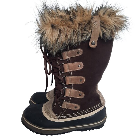 Sorel Joan Of Arctic US 6 Brown Suede Winter Snow Boots Faux Fur NL 1540 248 - Picture 1 of 14